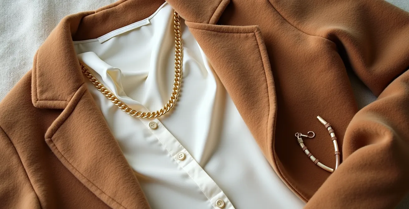 Flachlage verschiedener Kleidungsstücke die harmonisch kombiniert werden