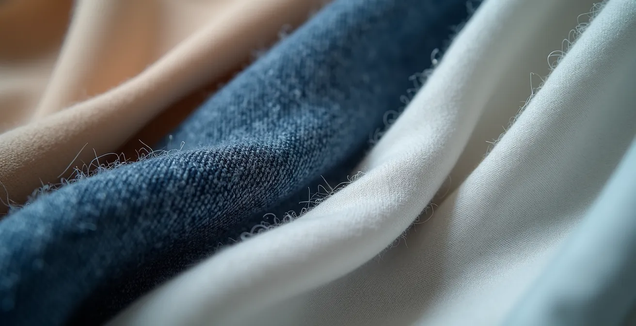 Nahaufnahme verschiedener Oversize-Stofftexturen in harmonischer Kombination