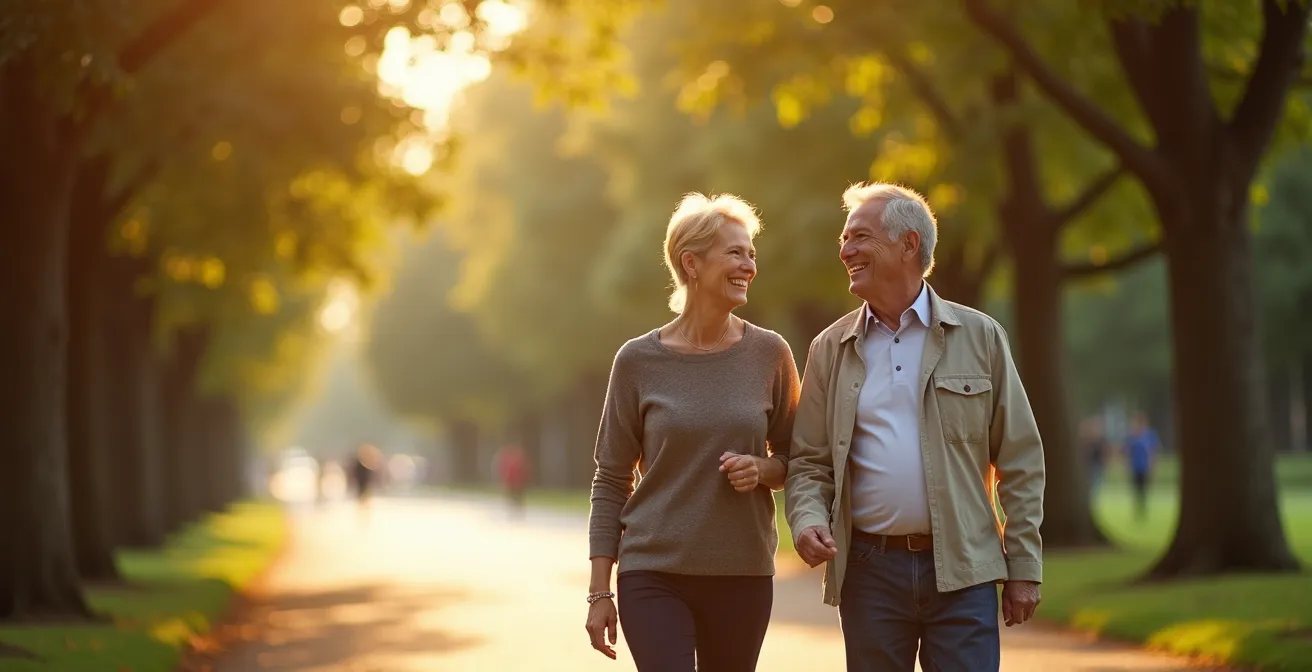 Person beim entspannten Spaziergang in natürlicher Umgebung