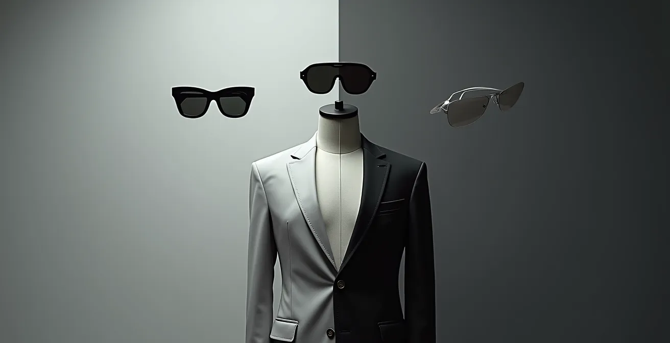 Moderner Stilbruch mit kontrastierender Sonnenbrille