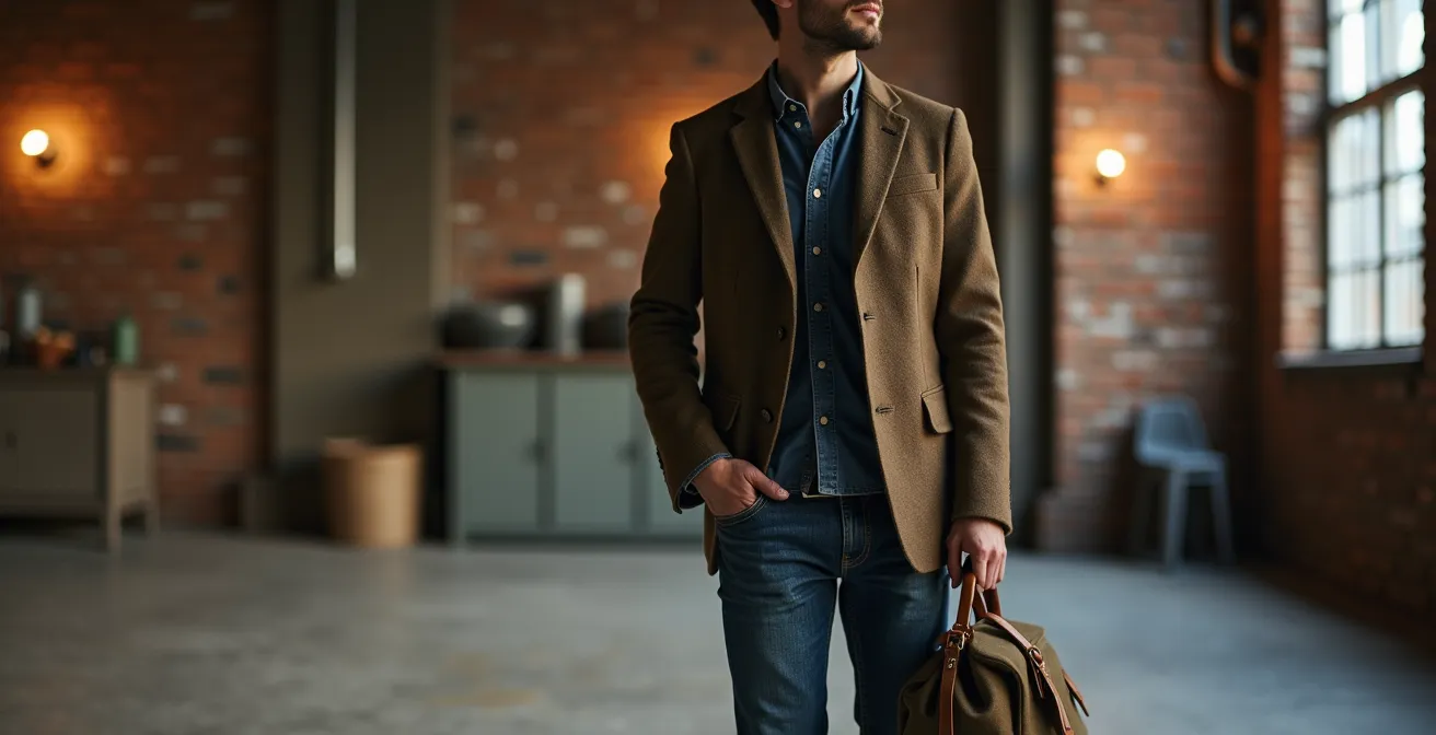 Moderne Mischung aus formeller und lässiger Kleidung in harmonischem Kontrast